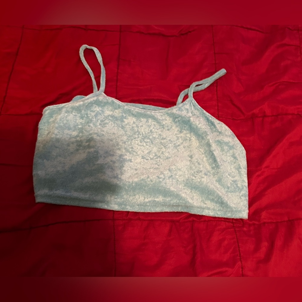 Rue 21 Blue Crushed Velvet Cropped Tank Top